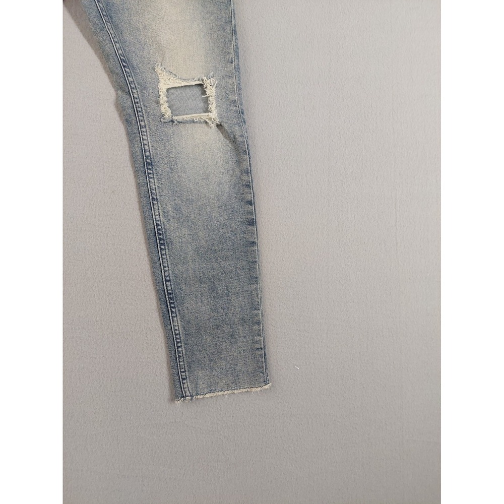 H&M Men Jean 32 Light Wash Denim‎ Skinny Cropped Low Rise Distressed Ripped Wear - Picture 5 of 16